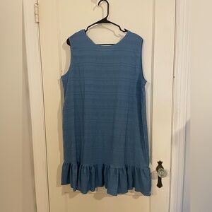 Blue Sleeveless Ruffle Hem Dress